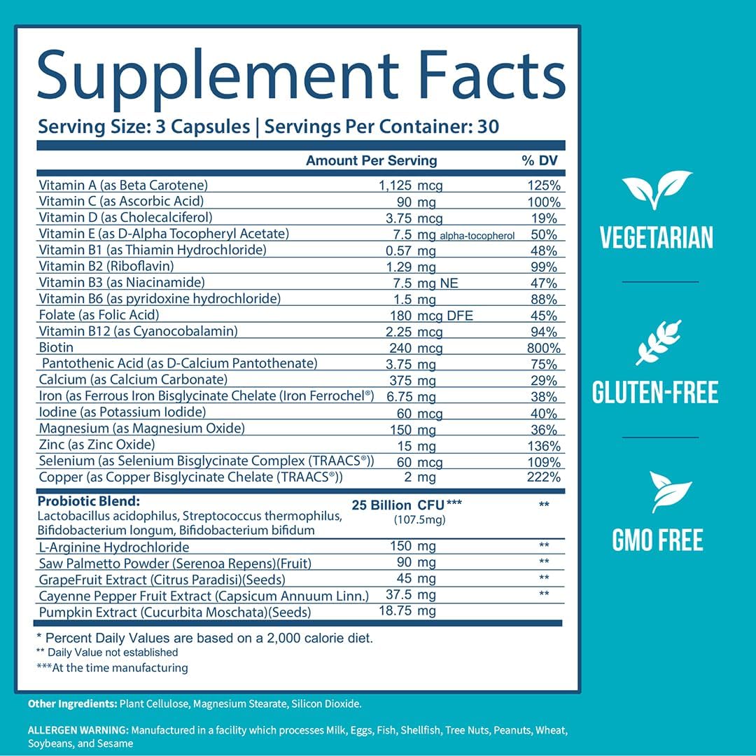 GOBIOTIX Multivitamin with Probiotics and Digestive Enzymes - 25 Billion CFU - Digestive Health, Probiotics for Women and Men - Gluten Free Pills - 90 Capsules