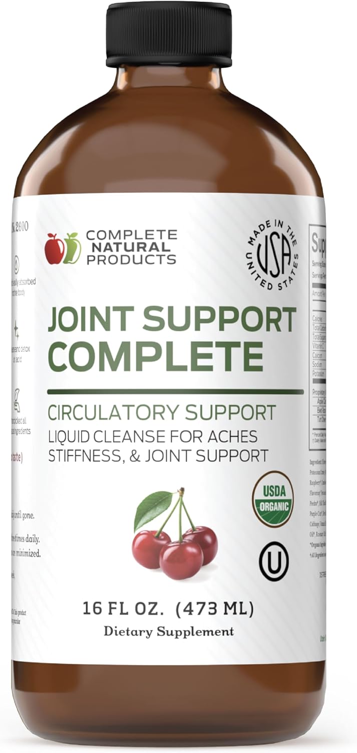 Complete Natural Products Joint Support Complete – 16 Fl Oz Organic Liquid Joint Supplement with Glucosamine Chondroitin MSM – Natural Uric Acid Cleanse & Herbal Joint Health Support for Mobility