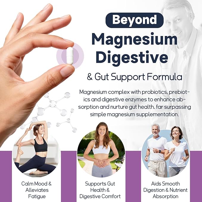 10-in-1 Magnesium Complex Supplement with Probiotics Prebiotics & Digestive Enzymes, 100 Billion CFU Probiotics for Women, Daily Probiotic for Immune, Sleep Calm, Gut & Digestive Health, Vegan Non-GMO