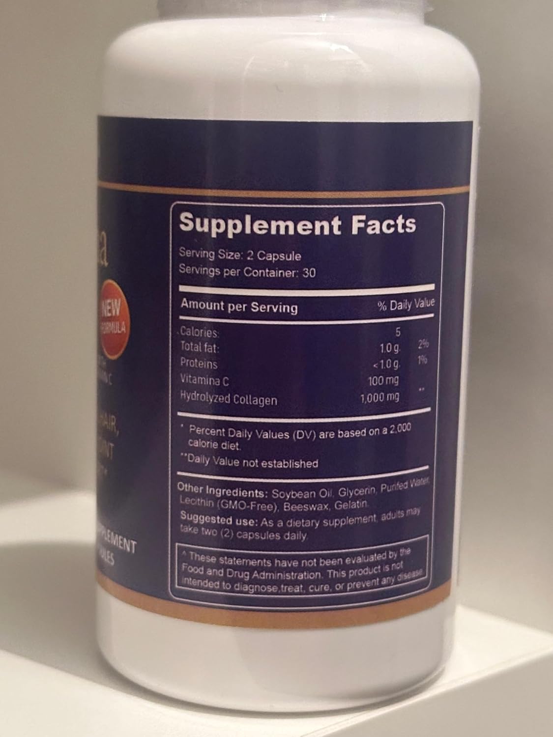 Hydrolyzed Collagen with Vitamin C – Colageina Glow Pack of 3 | 180 Capsules Total | 1000 mg Each | Beauty Routine Supplement for Hair, Nails, Skin & Joint Care – Dietary Formula