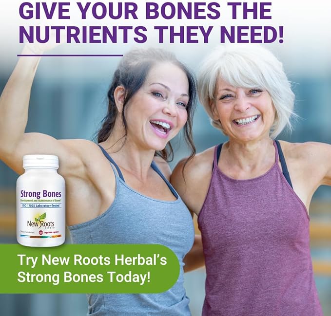 Strong Bone Supplement | 22-in-1 Formula with Glucosamine Sulfate, Calcium, Magnesium, Turmeric, Vitamin D3, B1, K2, B12, Zinc, Enhanced Absorption (180 Veg Caps) | New Roots Herbal