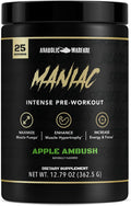 Anabolic Warfare Black Series Maniac, Pre-Workout Powder, Supports Nitric Oxide, Muscle Pumps, and Protein Synthesis* Apple Ambush