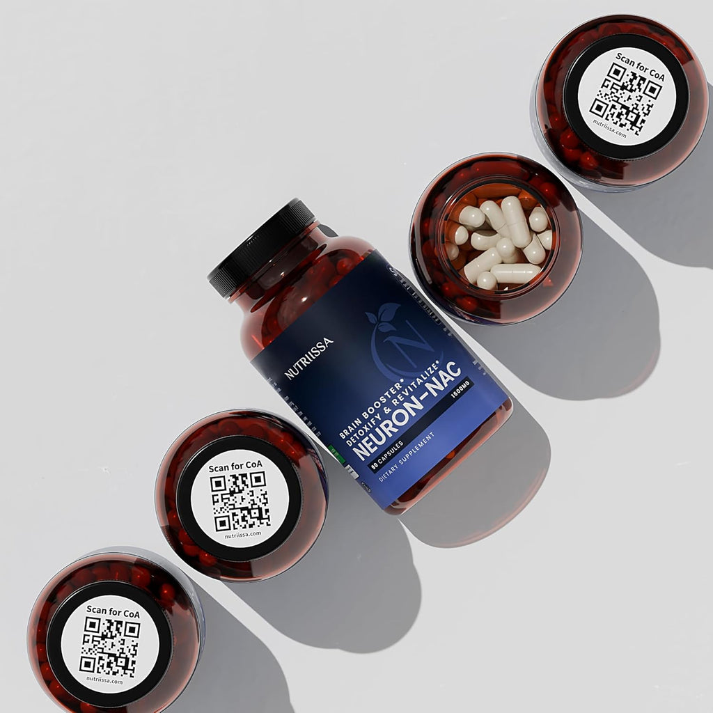 Nutriissa Neuron-NAC 1600mg - Antioxidant & Immune Support - EPEB Certified for Purity & Potency - 90 Capsules