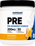 Nutricost Pre-Workout Complex Powder (30 Servings, Peach Mango) - Pre-Workout Supplement with Beta-Alanine, Taurine & Amino Acids