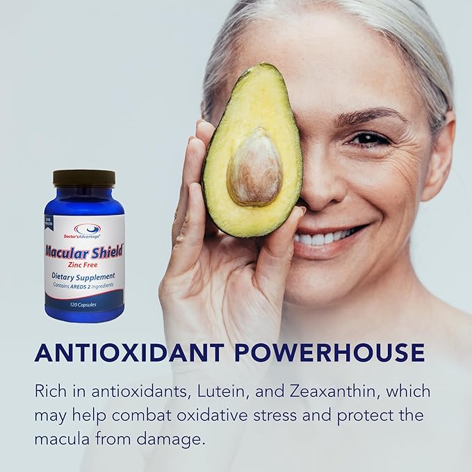 Doctor's Advantage Zinc-Free Eye Shield Vitamins - 120 Capsules, 30-Day Supply - Lutein and Zeaxanthin Supplements with AREDS-2 Ingredients for Age-Related Eye Support