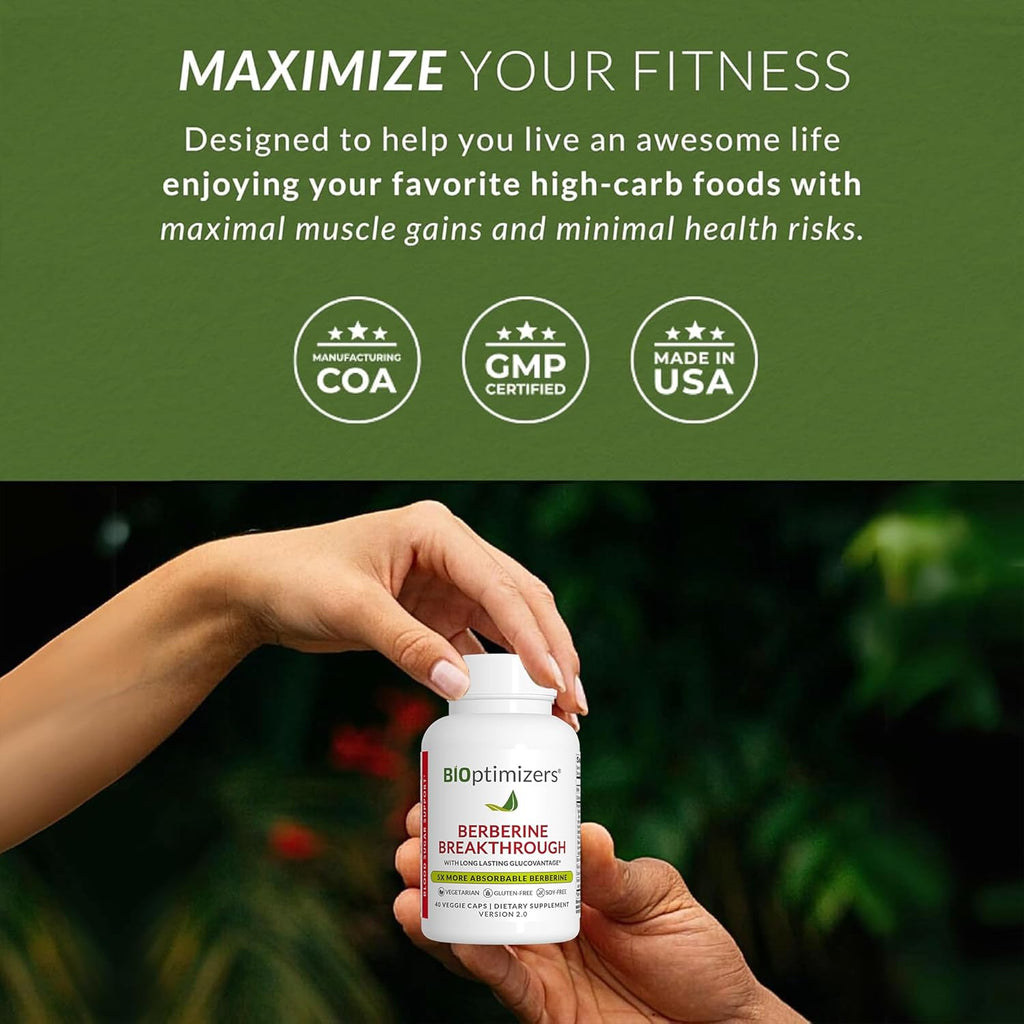 BIOptimizers Berberine Breakthrough 2.0 Supplement - 40 Capsules - Vegetarian, Gluten- and Soy-Free