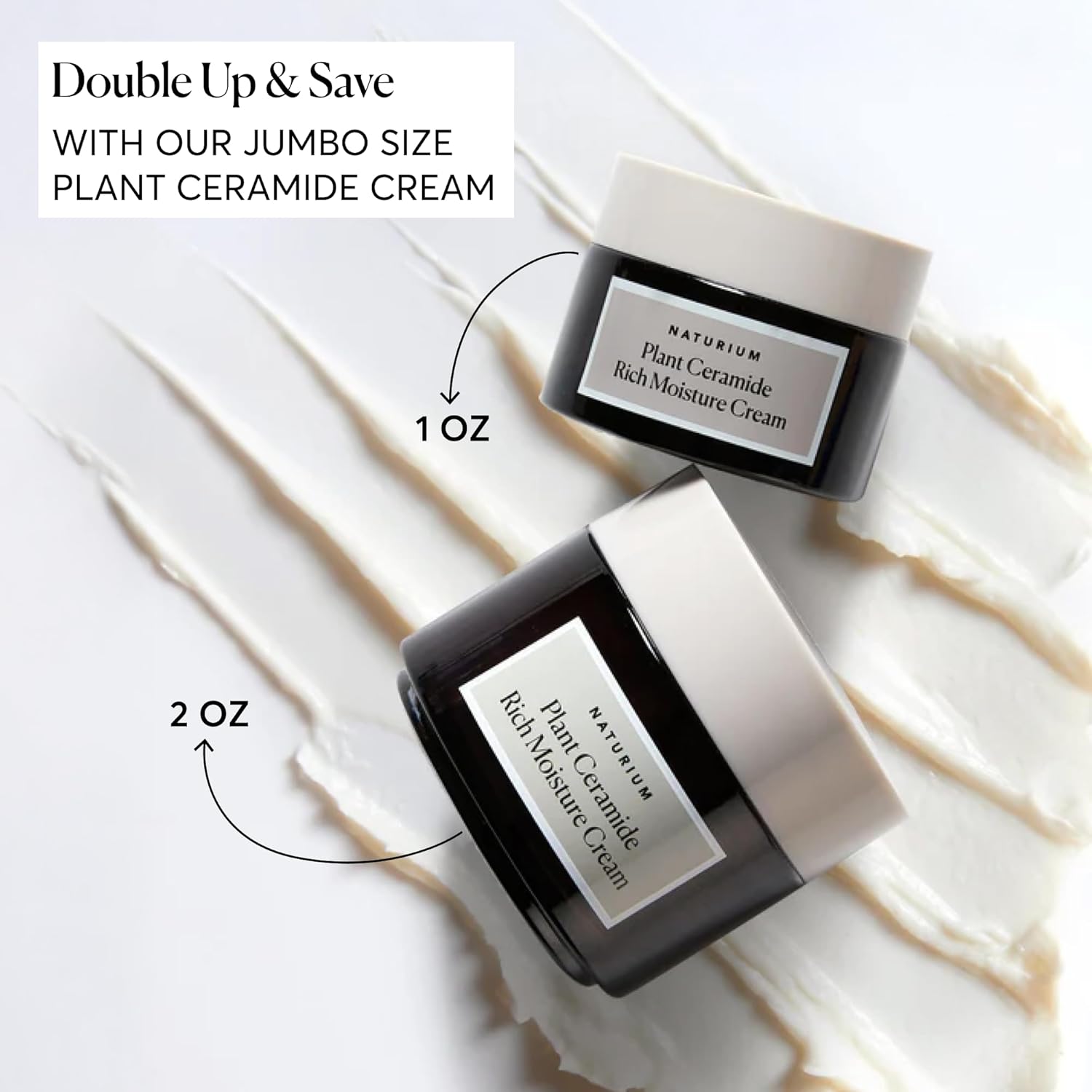 Naturium Plant Ceramide Rich Moisture Cream Jumbo, Hydrating & Anti-Aging Skincare, 3.5 oz