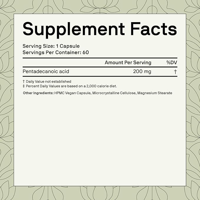 Nutriissa Fortify15 - Pure C15:0 Supplement - Cellular Longevity & Organ Health - 200mg - EPEB Certified for Purity & Potency - 60 Vegan Capsules