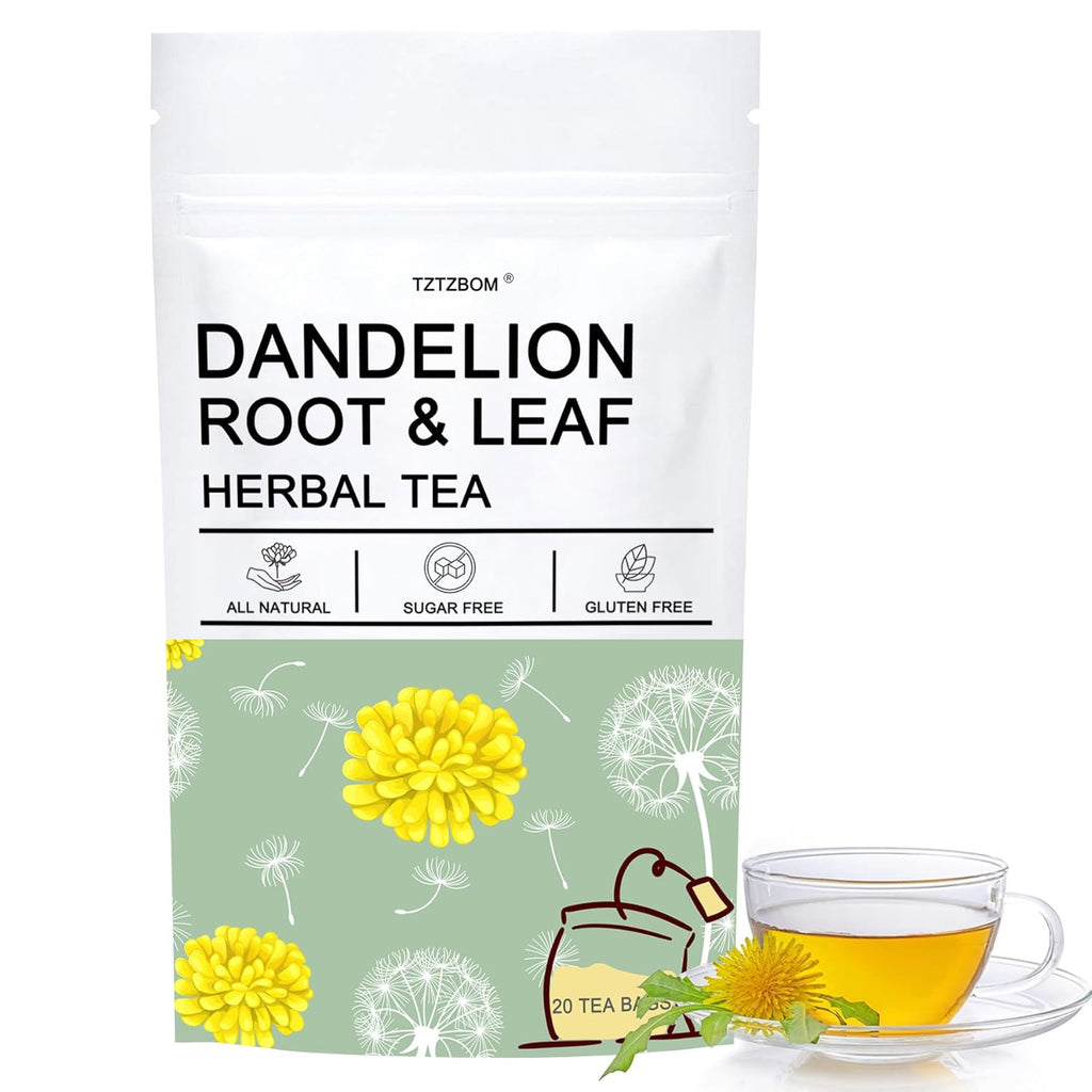 TZTZBOM Natural Dandelion Leaf & Root Tea bags, Energizing Dandelion Tea for Liver & Kidney Health & Boost Immune System (20 Tea Bags) Non-GMO - Caffeine-free