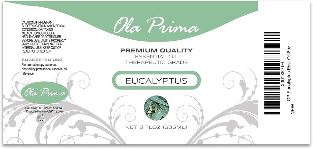 Ola Prima Eucalyptus Essential Oil 8 Fluid Ounces – Pure Therapeutic Grade Eucalyptus Oil for Aromatherapy