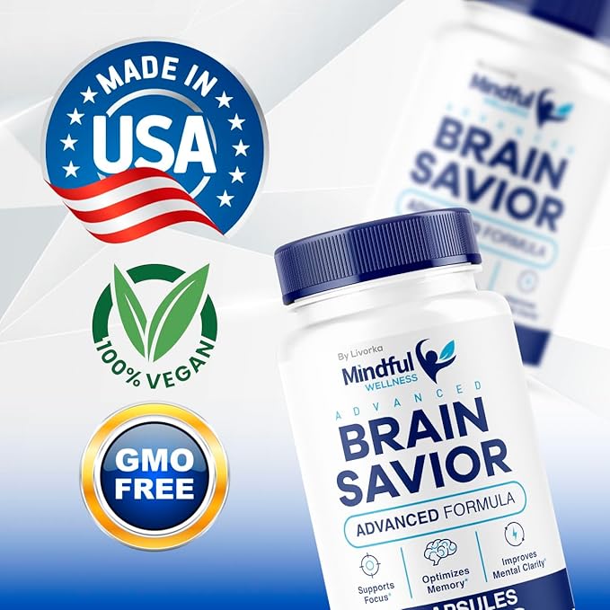 (2 Pack) Mindful Wellness Advanced Brain Savior Capsules, Official Mindful Wellness Supplement Pills, Mindful Wellness Support Capsules Premium Formula - All Natural Pills, 120 Capsules for 2 Months
