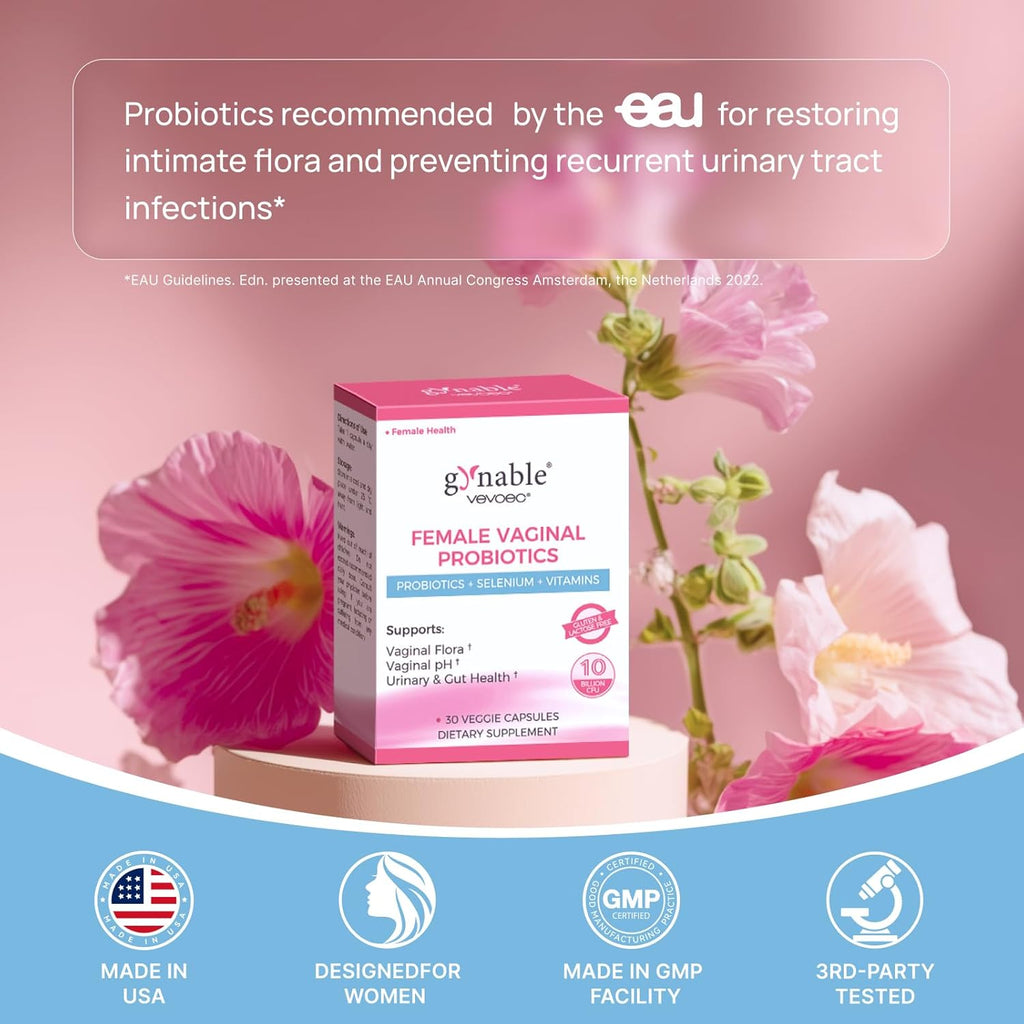 Gynable Vaginal Probiotics for Women,Female Probiotic for pH Balance with Lactobacillus 10 Billion CFU Probiotics Blend,Selenium-Vitamin D3,Promote Healthy Vaginal Odor & Vaginal Flora,30 Count