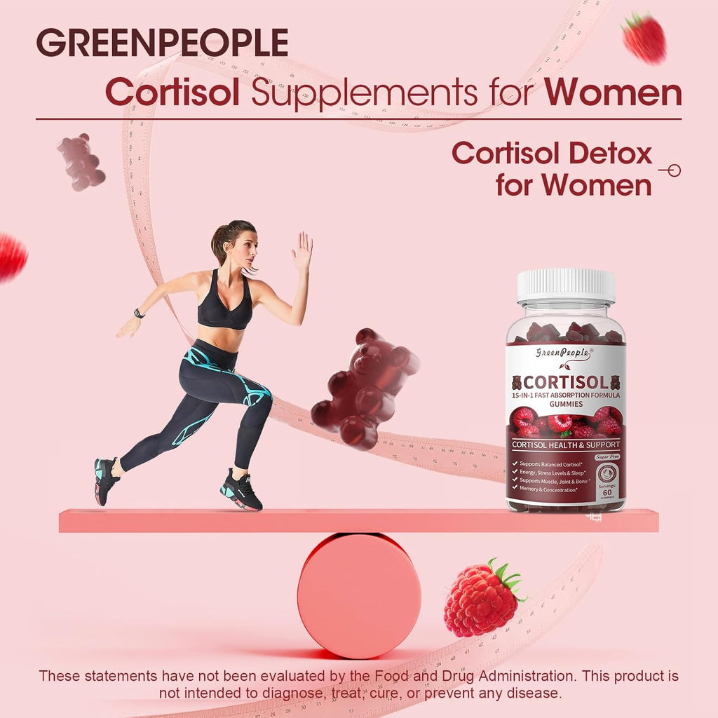 Cortisol Supplements for Women - 15-in- 1 Cortisol Reducer Detox Manager with Ashwagandha/Magnesium/L-theanine/Phosphatidylserine/Vitamin B6 for Mood/Focus & Sleep 60CT