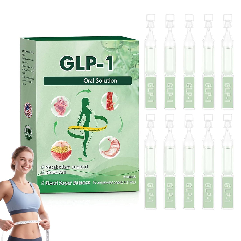 New GLP-1 Supplement Oral Solution，Natural GLP-1 Drops for Women and Men - Portable and Moisturizing for the Skin (10 packs - 1 Box)