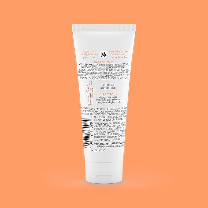 Native Whole Body Deodorant Cream Contains Naturally Derived Ingredients, Deodorant for Women & Men | 72 Hour Odor Protection, Aluminum Free with Coconut Oil and Shea Butter | Sweet Peach & Nectar