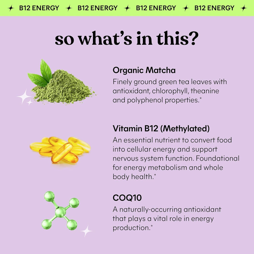 Lemme Matcha Superfood Energy Gummies with Organic Matcha Green Tea, Vitamin B12 and Antioxidant CoQ10 to Support Cellular Energy, Metabolism & Healthy Skin - Gluten Free, Non GMO (60 Count)