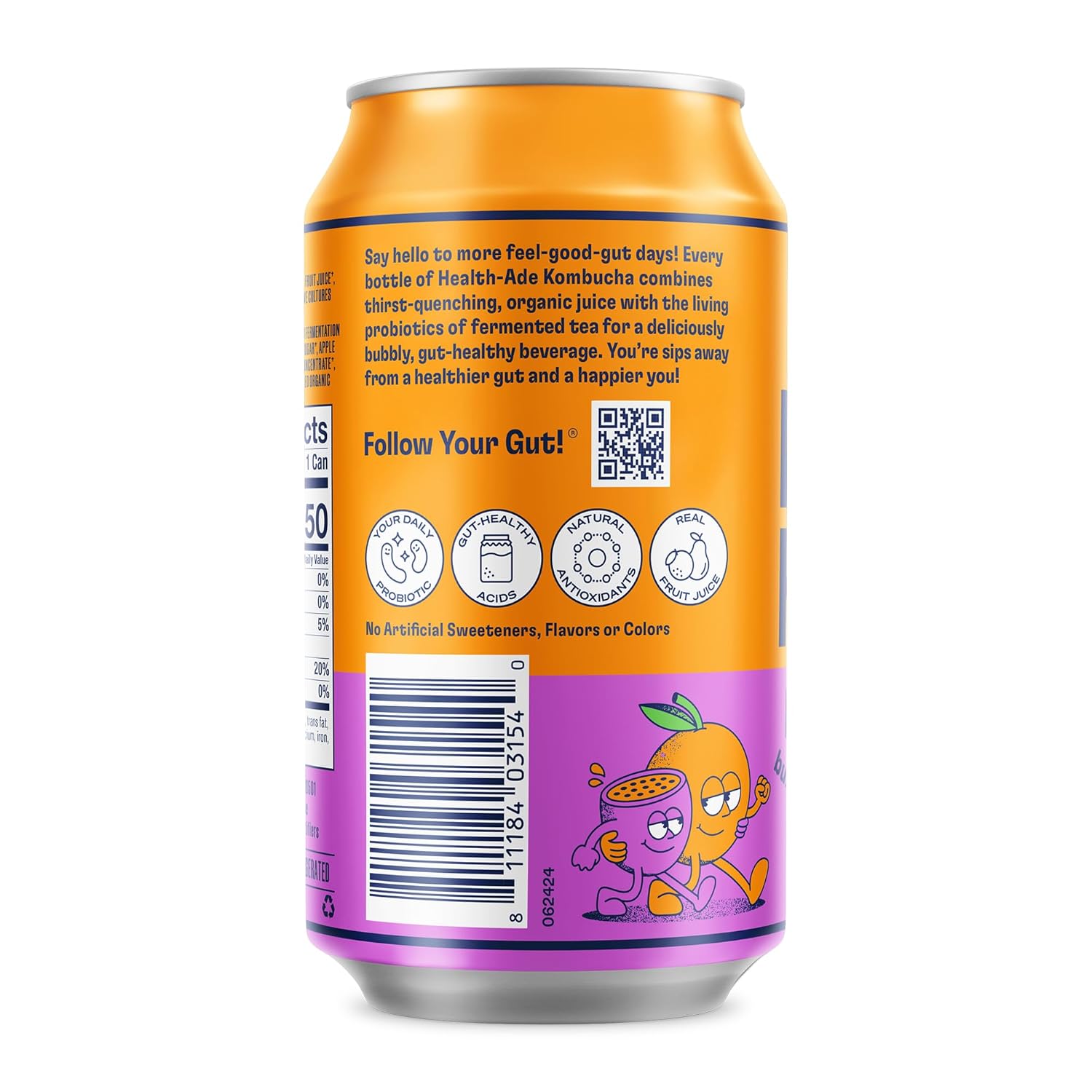 Health-Ade Passion Fruit-Tangerine Kombucha, Organic Drink, 12-Pack (11.5 Fl Oz Cans) – Fermented Tea with Probiotics, Non-GMO, Vegan, Gluten-Free