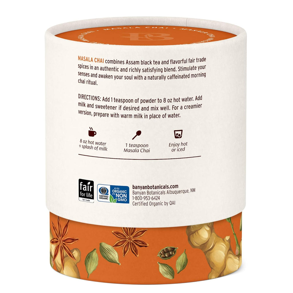 Banyan Botanicals Masala Chai – Organic Tea with Assam Black Tea, L-Theanine & Adaptogenic Herbs – Vegan, Loose Leaf, Fair Trade – 3 oz, 42 Servings