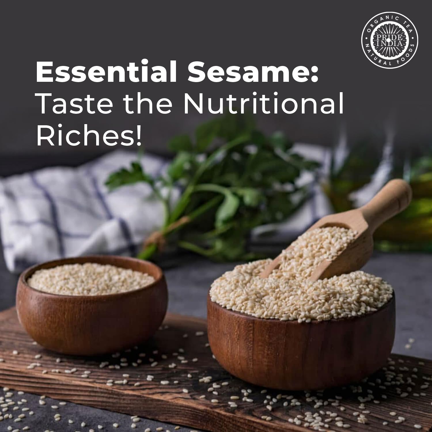 Pride of India | Sesame Seed Whole 2.3 oz (65.20 gm) Small Dual Sifter Bottle | Unhulled & Fresh | Keto-Friendly/Gluten-Free | Rich in Dietary Fiber | Ideal Seasoning for Salads/Sweets/Desserts – Easy to Use
