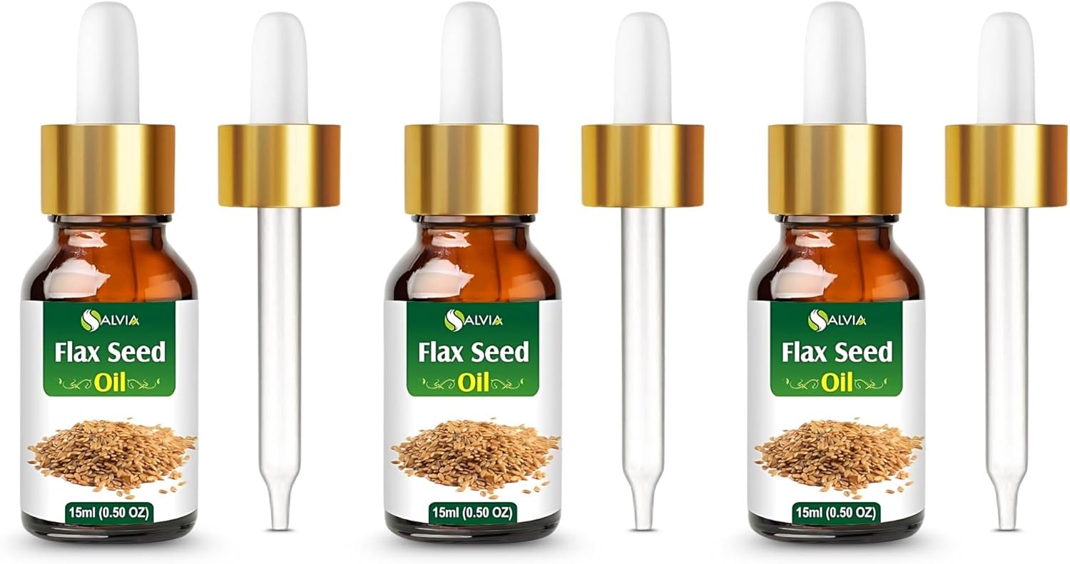 Salvia Flax Seed Oil – 3 Pack | Cosmetic Grade Carrier Oil for DIY Skincare, Haircare & Massage – 15ml / 0.51 Fl oz