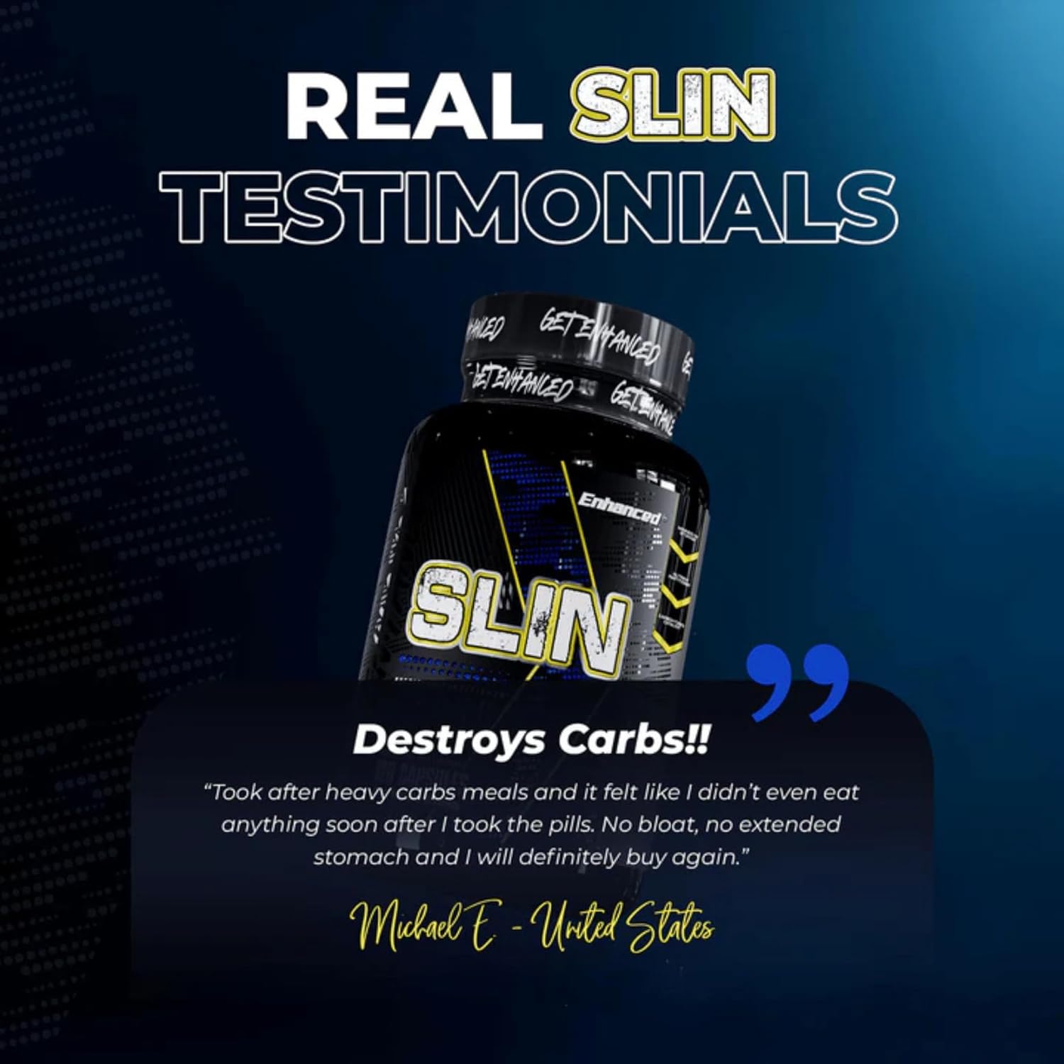 Enhanced Labs SLIN Nutrient Partitioner Supplement, Build Muscle Eliminate Carb Fear, 120 Capsules