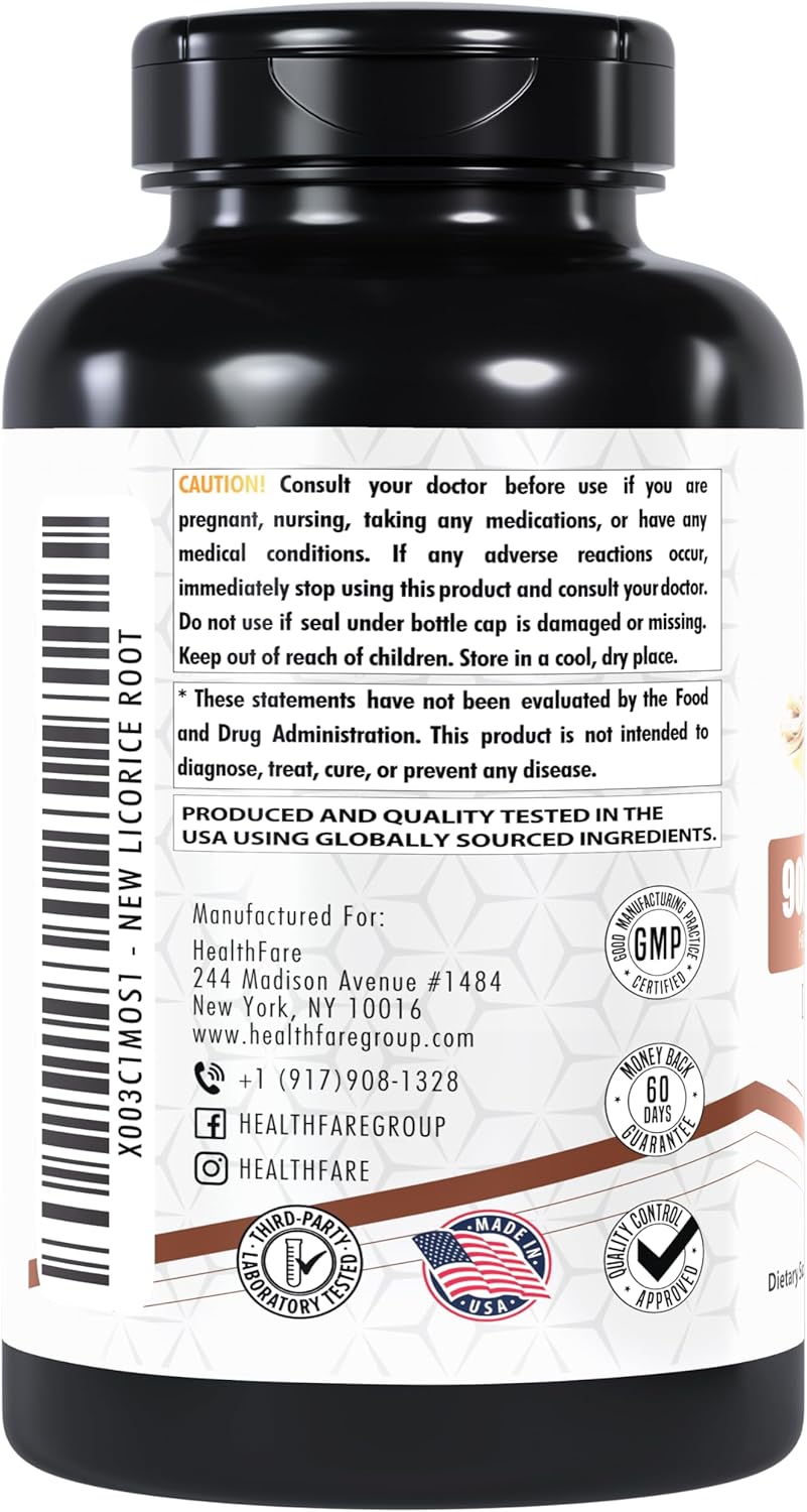 Licorice Root Extract Supplement, 900mg | 200 Vegan Capsules | High Potency | Non-GMO | Gluten-Free