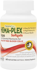 NaturesPlus Hema-Plex Iron - 60 Fast-Acting Softgels - 85 mg Iron + Vitamin C & Bioflavonoids for Healthy Red Blood Cells - Vegan, Gluten Free - 20 Servings
