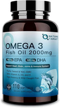 Triple Strength Omega 3 Fish Oil 2000 mg - EPA & DHA - Premium Burpless Fish Oil Omega 3 Supplements