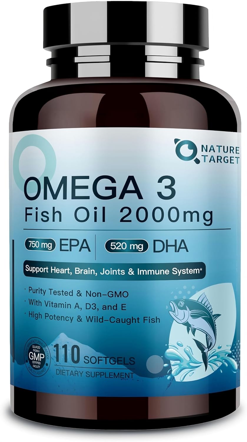 Triple Strength Omega 3 Fish Oil 2000 mg - EPA & DHA - Premium Burpless Fish Oil Omega 3 Supplements