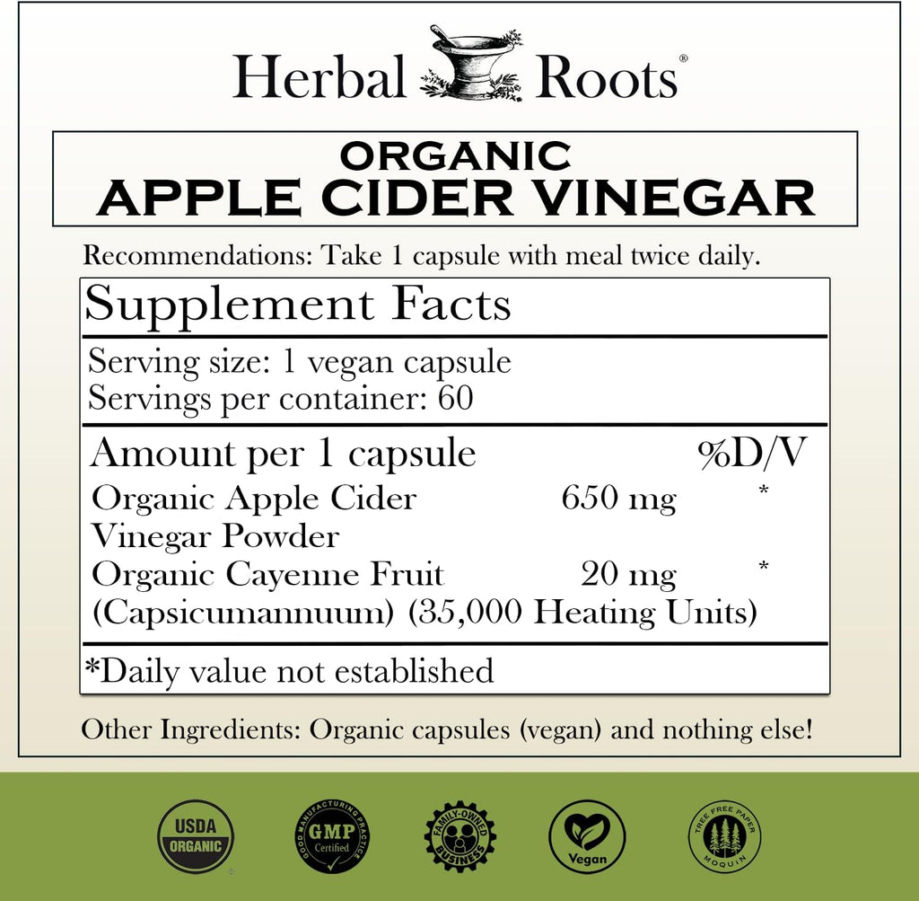 Herbal Roots Digestive Support Trio, Oil of Oregano, Certified Organic ACV & Ginger Herbal Supplements - Non-GMO