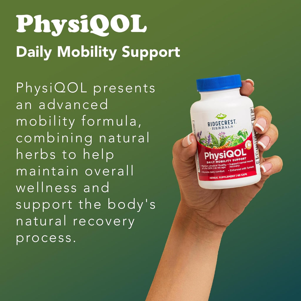 Ridgecrest Herbals PhysiQOL, Herbal Supplement with Boswelia and Tumeric (60 Vegan Caps, 30 Serv)