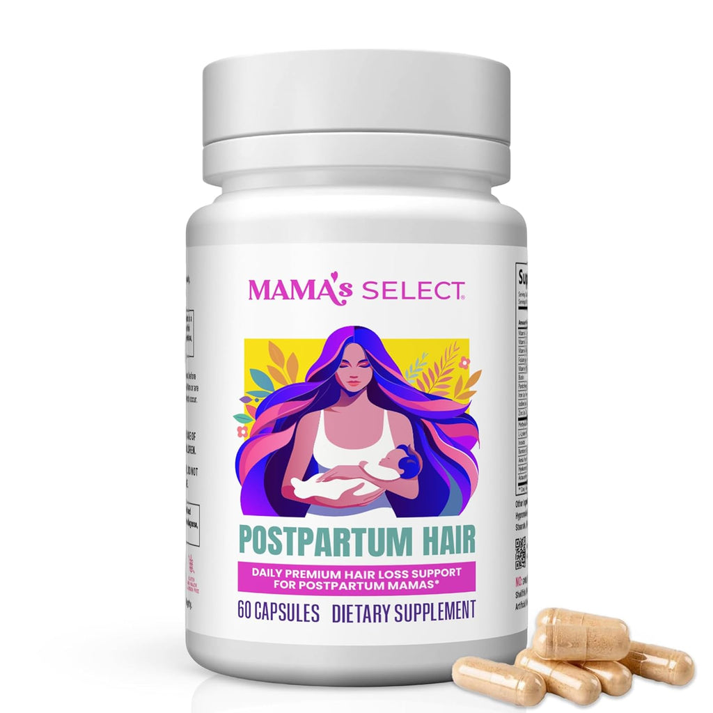 Mama’s Select Postpartum Hair Loss Vitamins – Reduce Shedding, Restore Thickness, Shine, & Strength – Supports Hormonal Balance, Cellular Renewal & Scalp Health – Treatment Is Safe for Breastfeeding