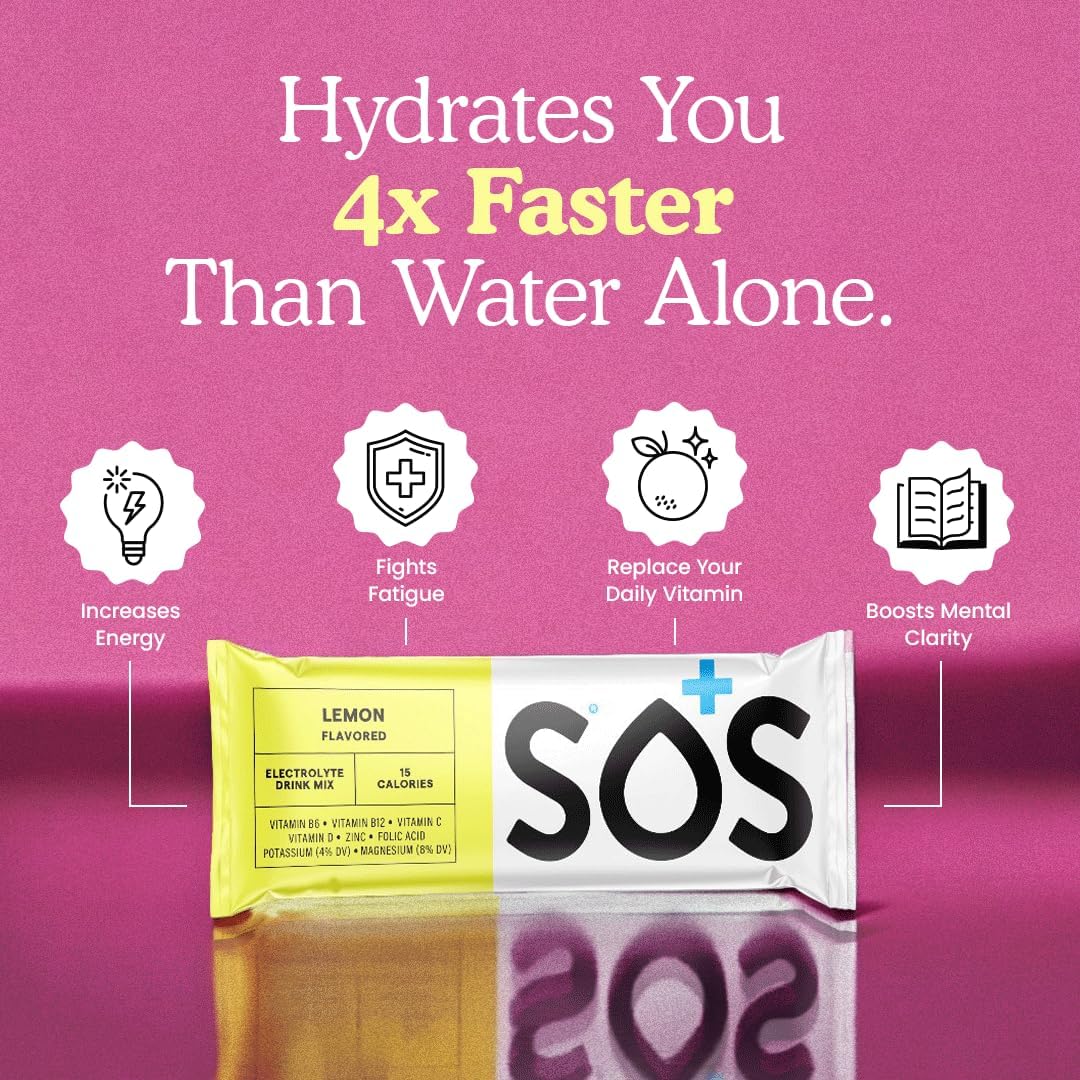 SOS Hydration Electrolyte Packets | 20 Servings | Essential Vitamins | Low Sugar | Keto-Friendly Hydration Powder | Variety