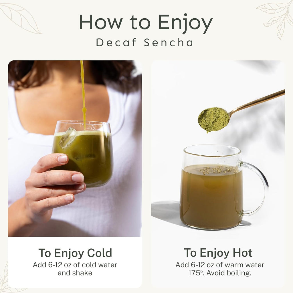 Yu Tea Decaf Organic Sencha Green Tea Powder, 30 Instant Packets | Rich in Antioxidants, EGCG, & L-Theanine | Pure Japanese First Harvest Leaf | Caffeine-Free & Unsweetened | Single Serve Sticks