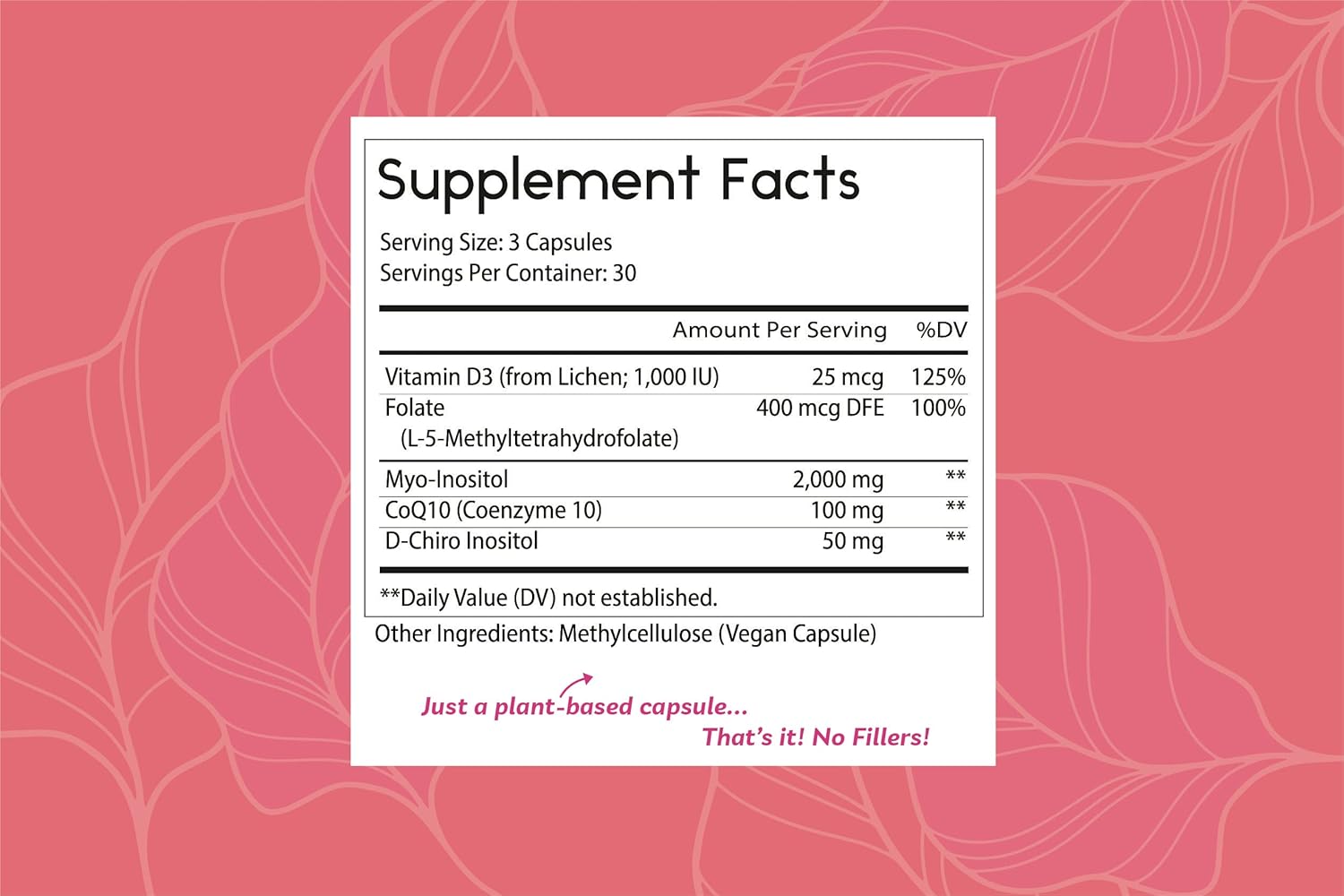 Thomas' all-natural Remedies Myo Inositol Supplement & D-Chiro Inositol Blend Supplement with Folate and Vitamin D3, 40 to 1 Ratio, Non-GMO, No Fillers, CoQ10, 90 Vegan Capsules