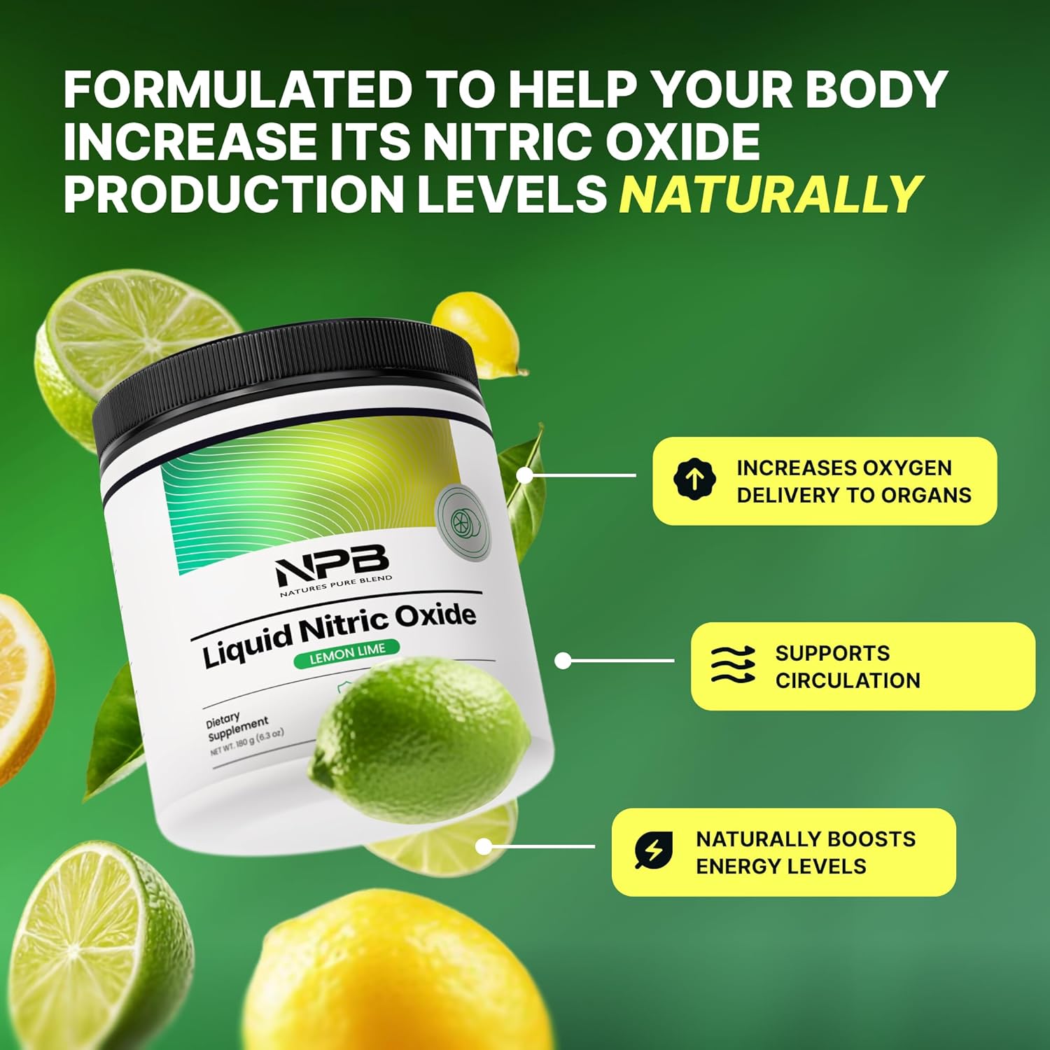 Nature's Pure Blend Liquid Nitric Oxide Supplements for Men – L-Arginine Powder – Nitric Oxide Booster & Circulation Supplement – Blood Flow Support, L Arginine and L Citrulline – 5000 MG