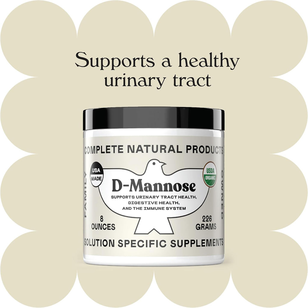 Complete Natural Products Organic D-Mannose Powder - 2000mg (2 Grams) - Non-GMO - Vegan Friendly - Urinary Tract Flush & Treatment - Bladder Cleanse & Urinary Tract Health Supplement