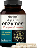 Digestive Enzymes with Probiotics and Prebiotics, 240 Veggie Capsules | Gut Health Support for Women & Men – 20 Enzyme, 10 Probiotic, & 5 Prebiotic Pancreatic Complex | Non-GMO, Vegan