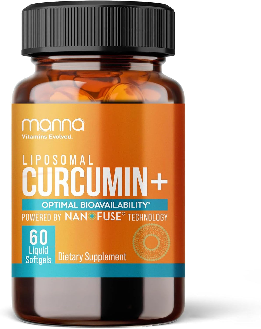 Manna Vitamins Evolved Liposomal Curcumin+ Softgels for Advanced Absorption Best Turmeric Supplement for Daily Joint & Immune Health Support - Non-GMO, 500mg Curcuminoids (60ct)