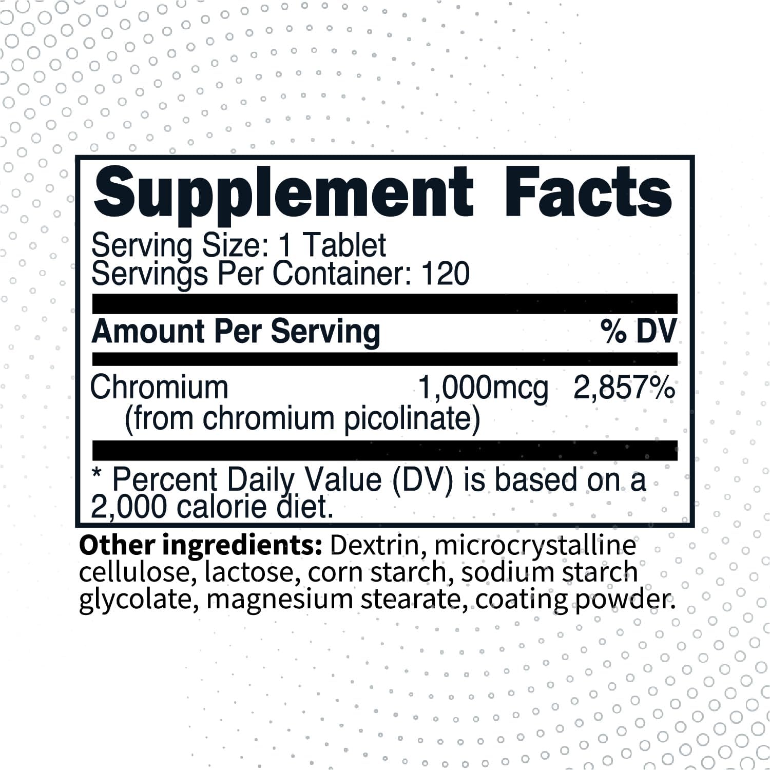 Type Zero Clean Chromium Picolinate Tablets (120 Servings, 1,000 MCG Per Serving) - Non-GMO, Gluten Free
