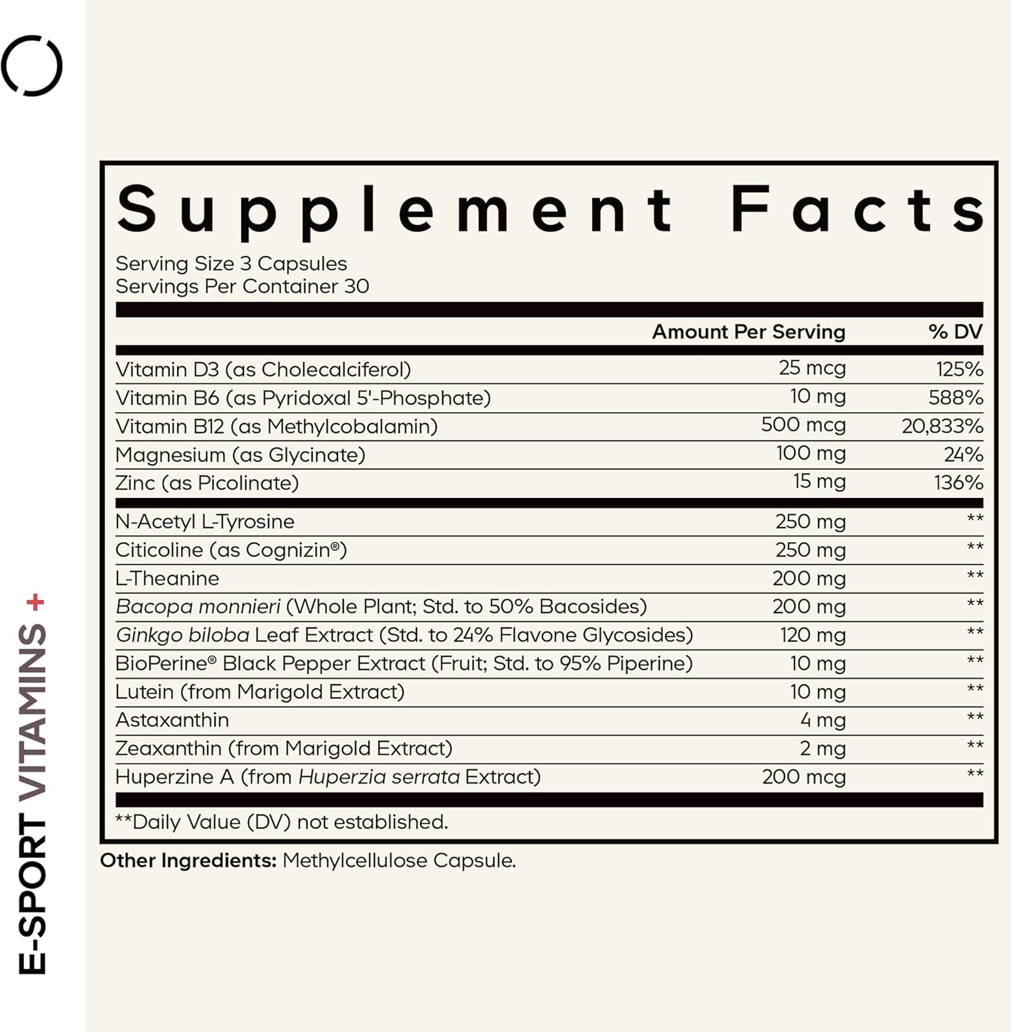 Codeage E-Sport Vitamins+ Citicoline Cognizin, Bacopa Monnieri Supplement, Multivitamins, Astaxanthin, L-Theanine, Ginkgo Biloba, Acetyl-L-Tyrosine, Huperzine A, Lutein, Esport Gaming - 90 Capsules