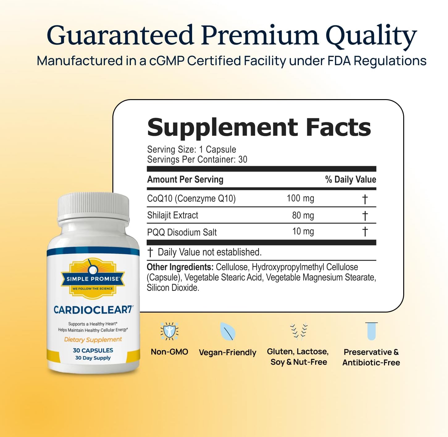CardioClear7 - Coenzyme Q10 (CoQ10) and PQQ Heart Health Supplement with Shilajit - Supports Circulation, Cellular Energy & Daily Vitality for Cardiovascular Health - 30 Capsules
