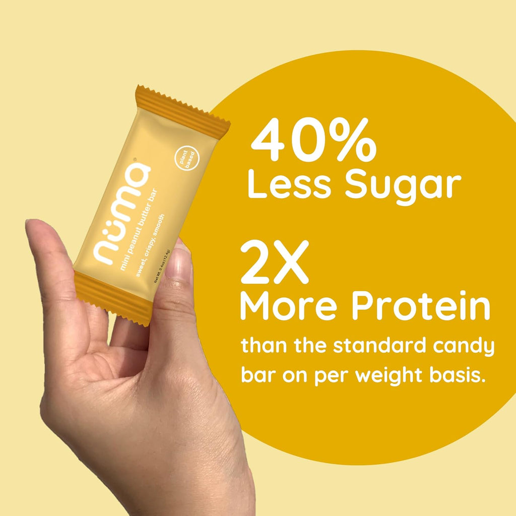 Numa Foods Mini Peanut Butter Bars – Vegan, Low Sugar, High Protein, All Natural, Gluten Free – Crunchy Plant Based Peanut Butter Snacks – 3 Bags with 8 Individually Wrapped PB Bites