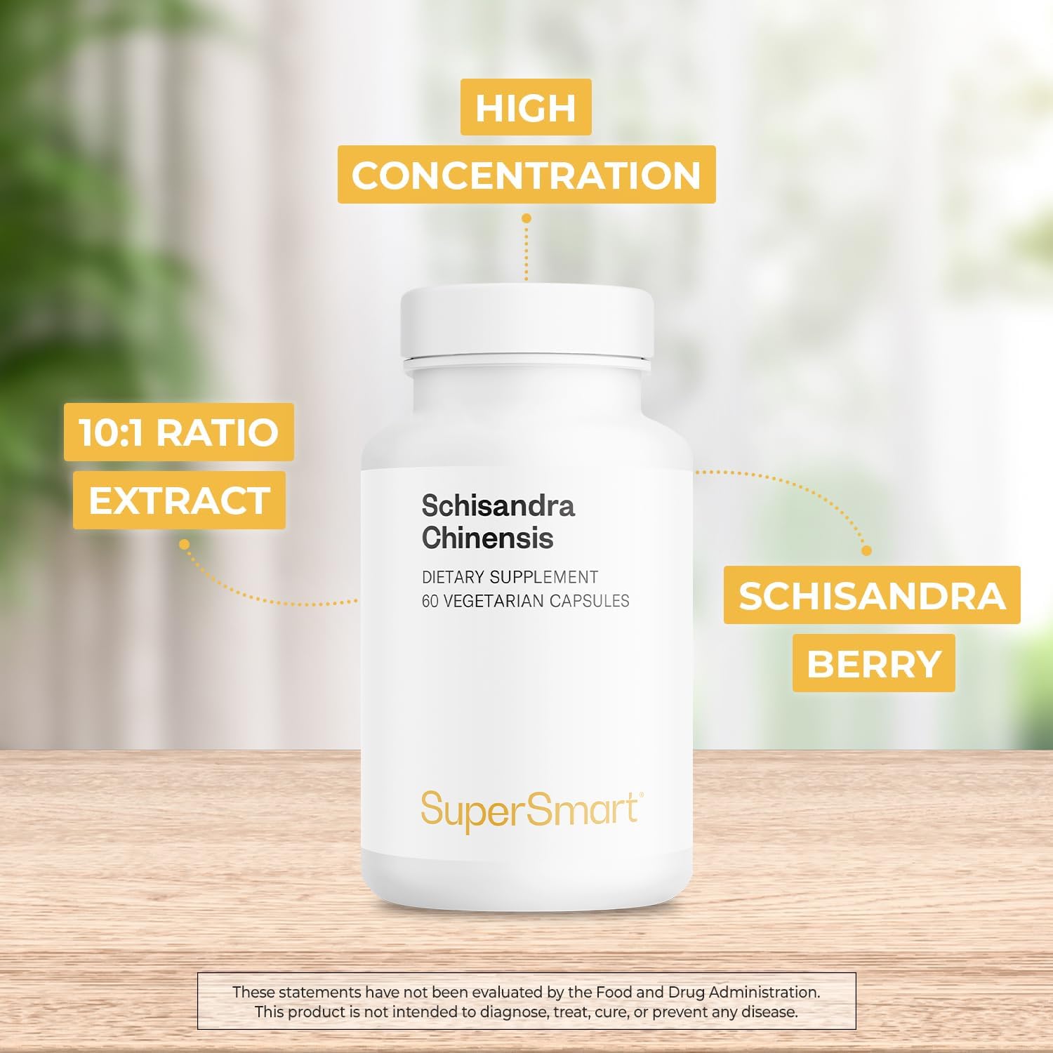 SuperSmart - Schisandra Chinensis 750mg per Day (High Strength) - 10:1 Extract - Schisandra Berry Supplement | Non-GMO & Gluten Free - 60 Vegetarian Capsules