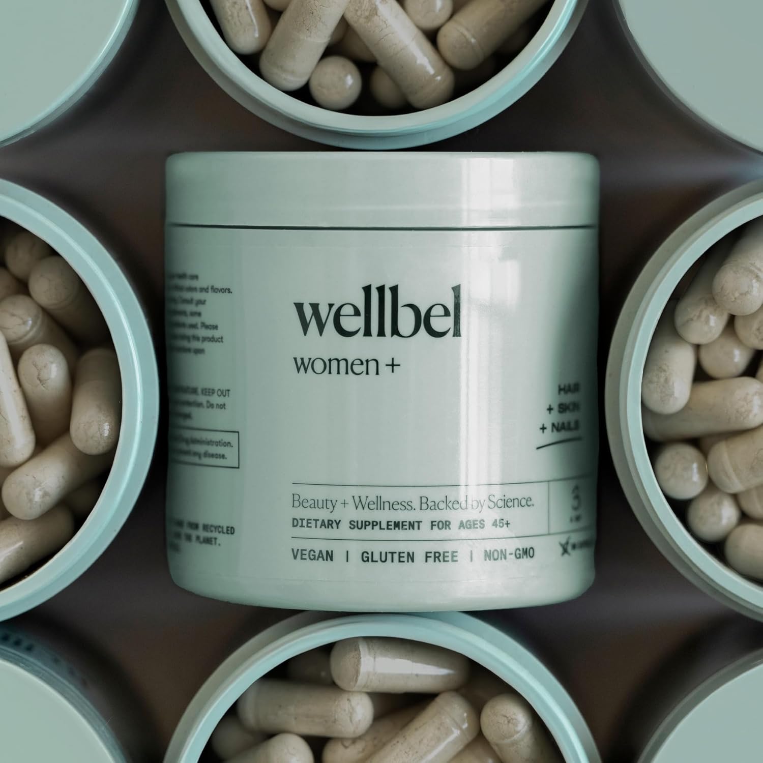 WELLBEL Women + Clean Supplement for Hair, Skin, and Nails, Vegan, Gluten Free, Non GMO 90 Count