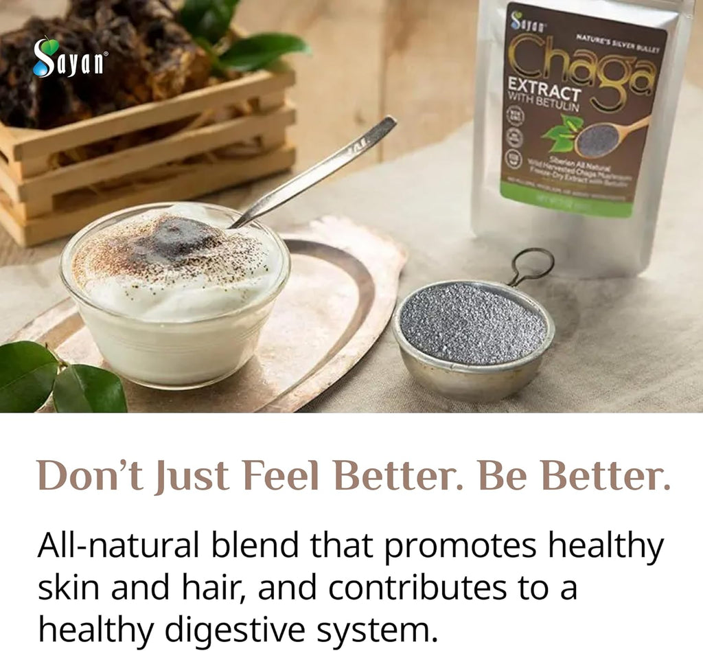 Sayan Siberian Chaga Mushroom Extract with Betulin Powder (2.2lbs)–Organic Antioxidant Blend – Support Immune System & Regulate Body Functions, Energy, Clarity, Wellness – Mix with Yogurt or Smoothies