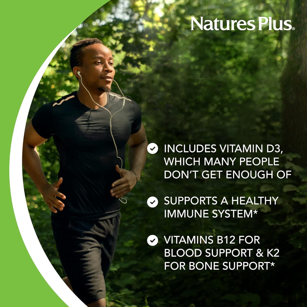 Natures Plus Source of Life Gold Multivitamin Liquid - 8 oz - with Vitamins D3, B12 & K2 - Blood, Bone & Immune Support - Vegetarian & Gluten Free - 8 Servings