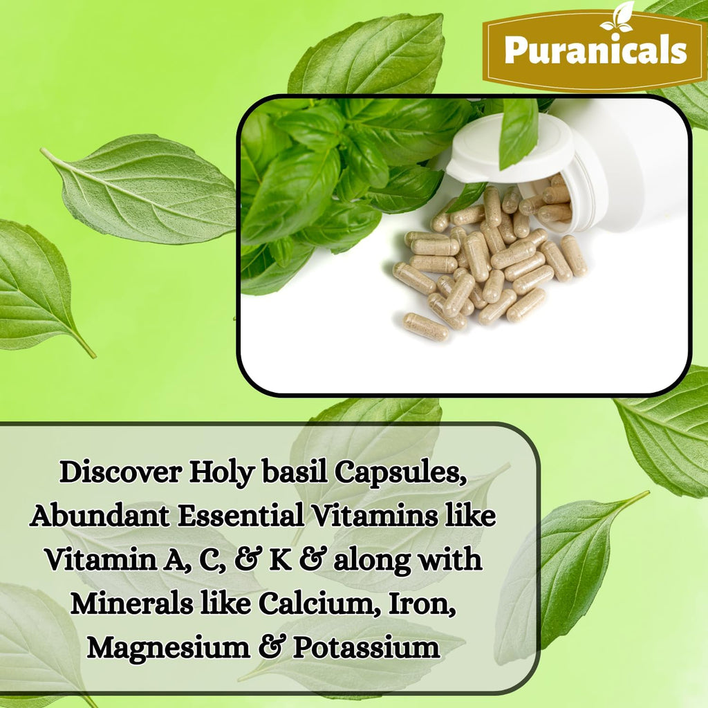 Holy Basil Premium 320 Capsules Non GMO and Gluten Free | Herbal Supplement | 600 mg Per Serving | Made with 100% Pure Herb Holy Basil Leaf