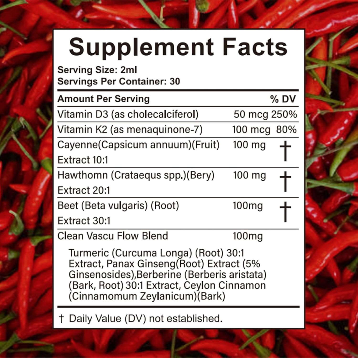 Cayenne Pepper Drops - VelestOff Cayenne Circulation Blood Pressure Blend - Cayenne Pepper Hawthorn Beet Root Turmeric Vitamin K2 D3-2 OZ (1 PCS)