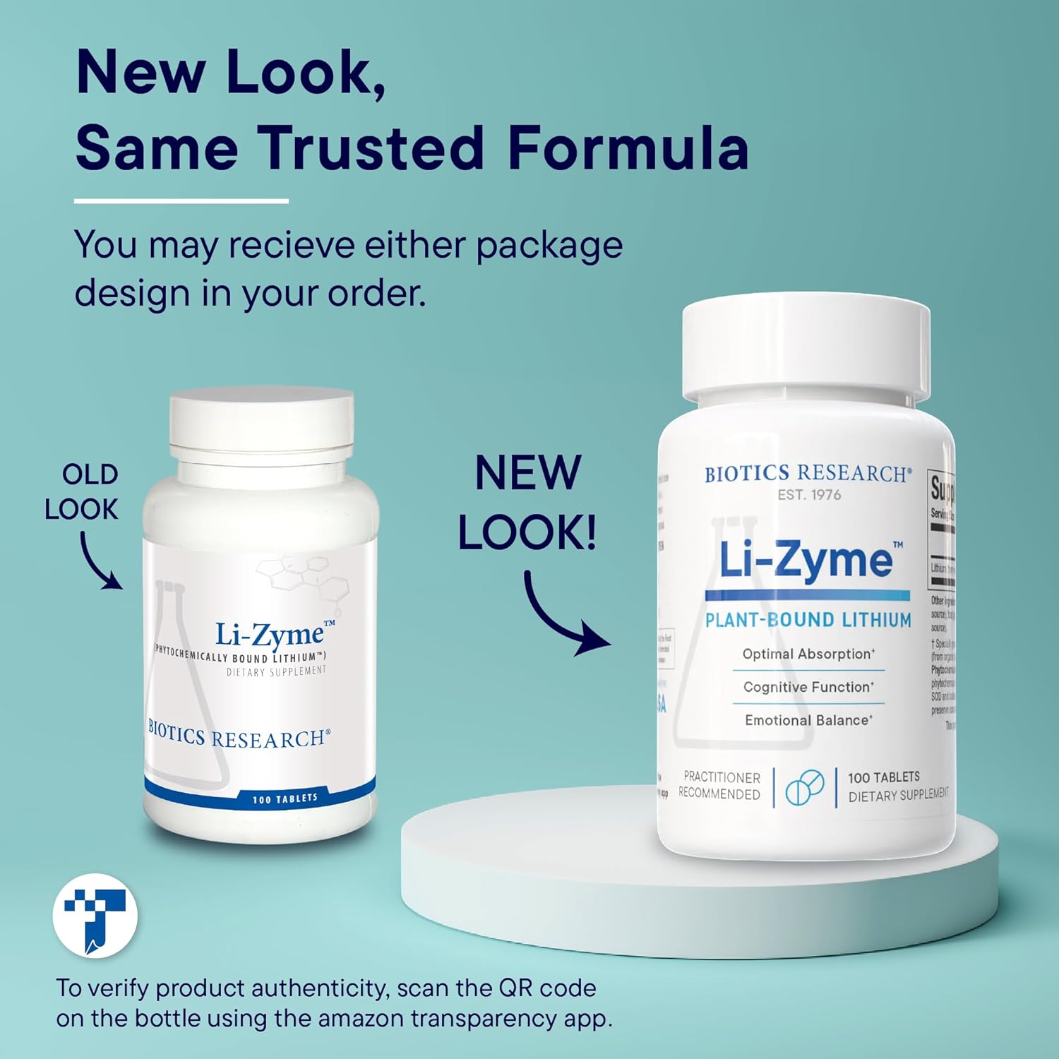 Biotics Research Li Zyme 50 micrograms, Lithium as a Whole Food, phytochemically Bound Lithium, Highly bioavailable, Supports Brain Function, Memory and Mood Support, 100 Tablets